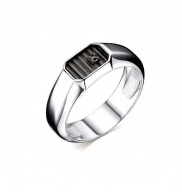 Кольцо серебряное с черным бриллиантом 