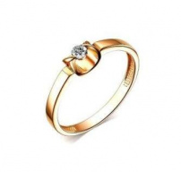 Кольцо золотое классическое с бриллиантом 