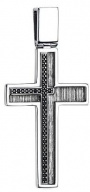 Крест серебряный с черными фианитами