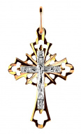 Подвеска-крест комбинированного золота православный