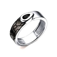 Кольцо серебряное оксидированное с черным фианитом 