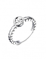 Кольцо серебряное классическое с бриллиантом 