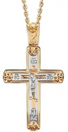 Подвеска-крест комбинированного золота православный