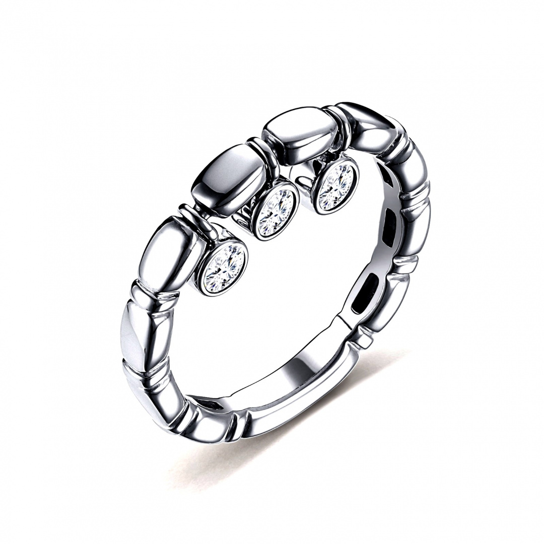 Кольцо серебряное с подвесными фианитами   