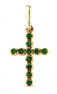 Крест декоративный золотой с изумрудами   