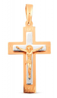 Крест из комбинированного золота православный 