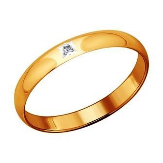 Кольцо золотое обручальное с бриллиантом 