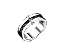 Кольцо-"унисекс" серебряное оксидированное  с черным бриллиантом