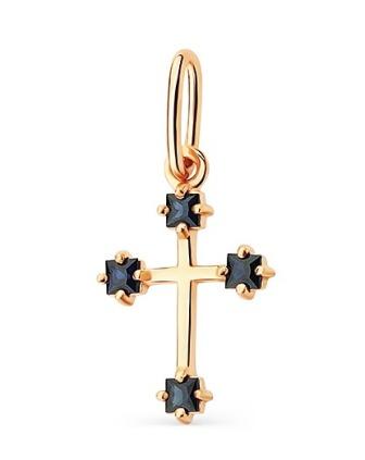 Крест декоративный золотой с сапфирами 