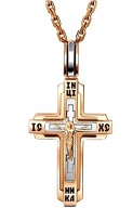 Крест православный из комбинированного золота с эмалью