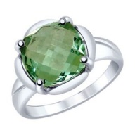 Кольцо серебряное с зеленым кварцем
