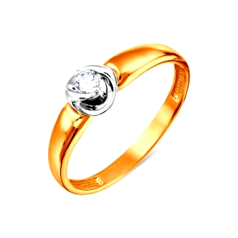 Кольцо золотое классическое с бриллиантом