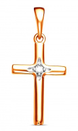Подвеска-крест из золота с бриллиантом 