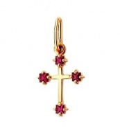 Крест декоративный золотой с рубином  