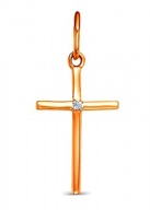 Подвеска-крест декоративная золотая с бриллиантом