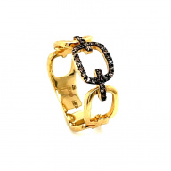 Кольцо из лимонного золота с коньячными бриллиантами