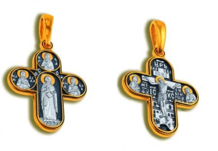 Крест православный серебряный с позолотой и чернением 