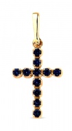 Крест декоративный золотой с сапфирами