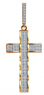 Крест декоративный из позолоченного серебра с фианитами 