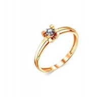 Кольцо классическое  золотое с бриллиантом "Алькор"