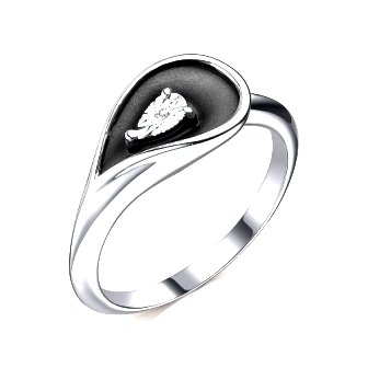 Серебряное кольцо с бриллиантом  