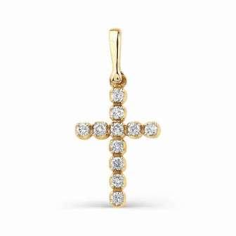Подвеска-крест золотая с бриллиантами